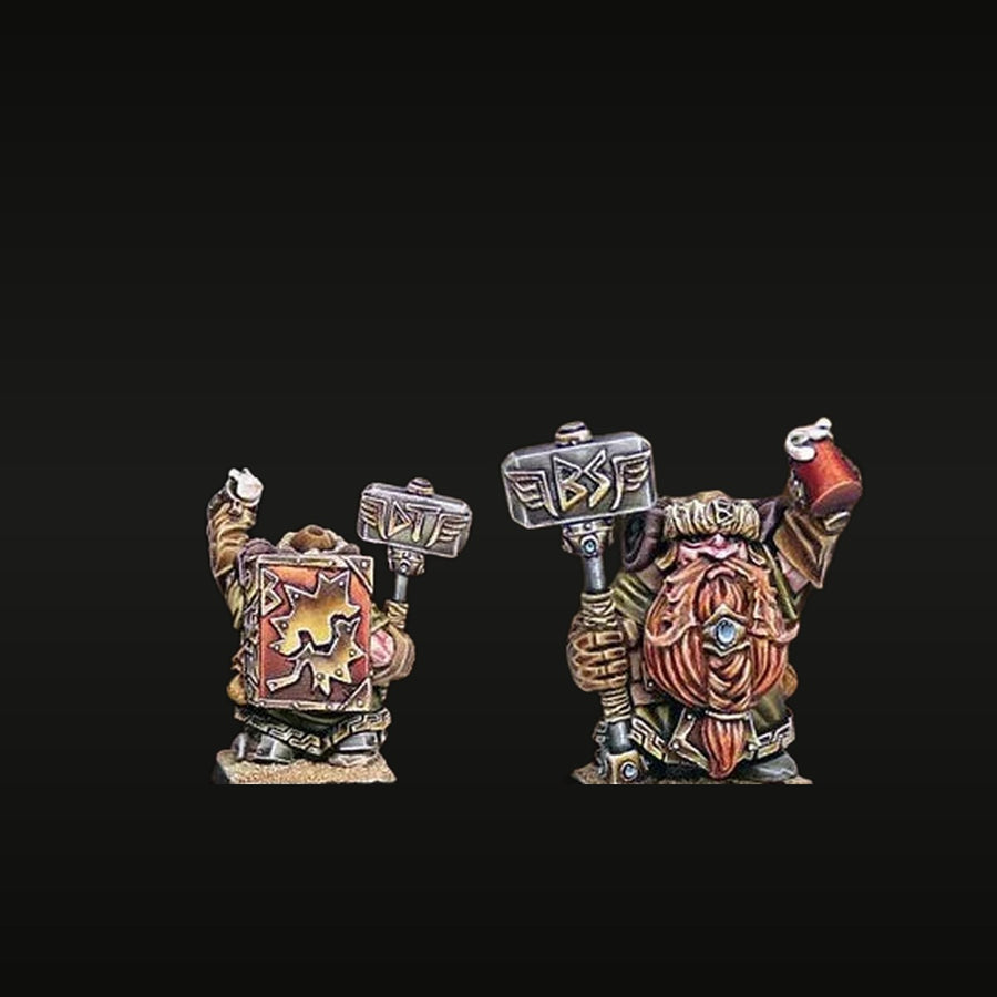 Fantasy Dwarf Master Masons Set of 2 with Hammers 28mm Resin Figure Kit - unpainted resin model kit