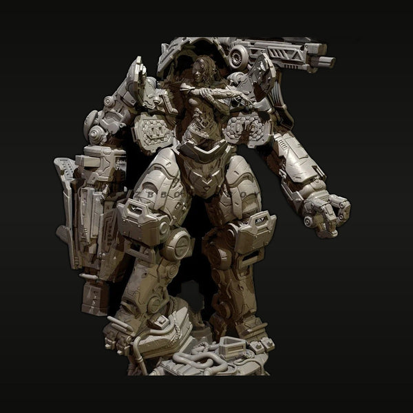 Sci-Fi Heavy Combat Exoskeleton Mecha Suit with Pilot Figure 75mm Resin Kit