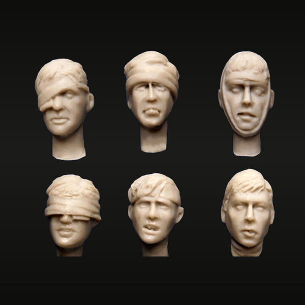 Injured/Blindfolded Soldier Head Busts 6-Pack 1/35 Scale Resin Accessory Kit