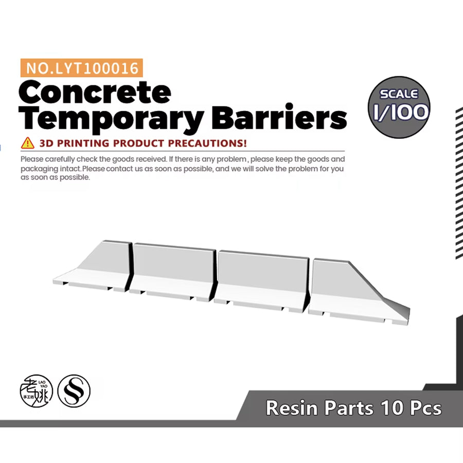 Yao'S Studio LYT016 1/87 1/35 1/72 1/76 Miniature Factory Building Railroad Road Accessory Props Display Concrete Jersey Barrier