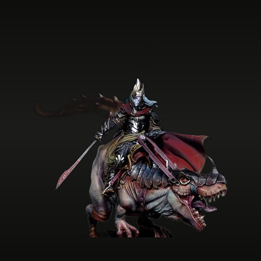 Dark Cavalry Commander on Horned Beast 54mm Resin Figure Kit - unpainted resin model kit
