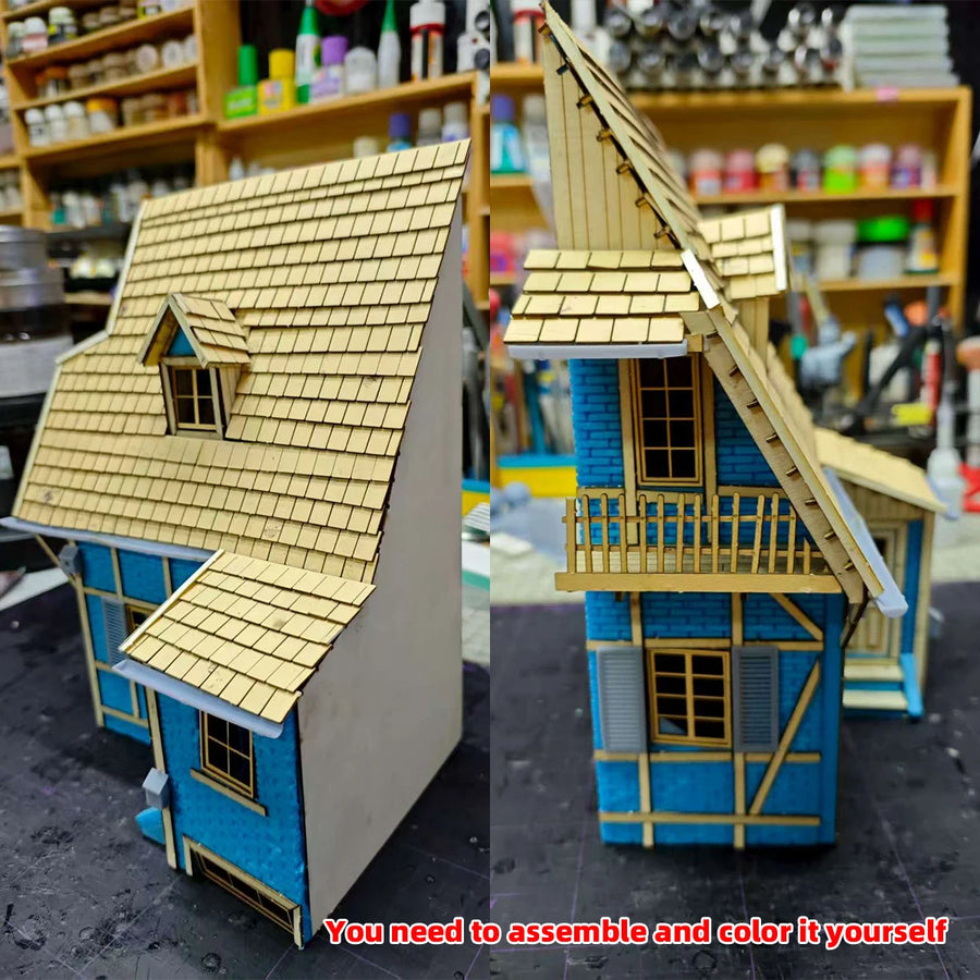 Assembly Architectural Model Sand Table Single-Family Home Bungalow Rural Housing House Diorama Scale Model Kit 1/35 1/32
