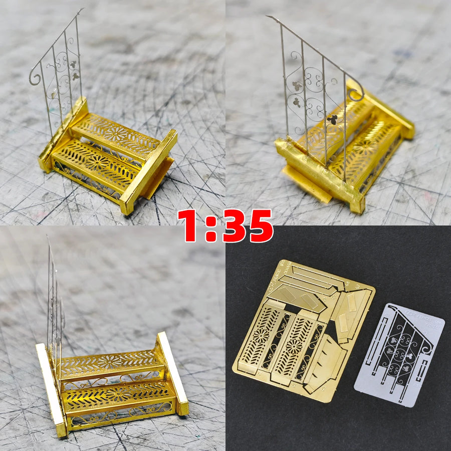 PE Photo Eatch Assembly Architectural Model Sand Table Staircase Stairway Stair Handrail Diorama Scale Model Kit 1/35