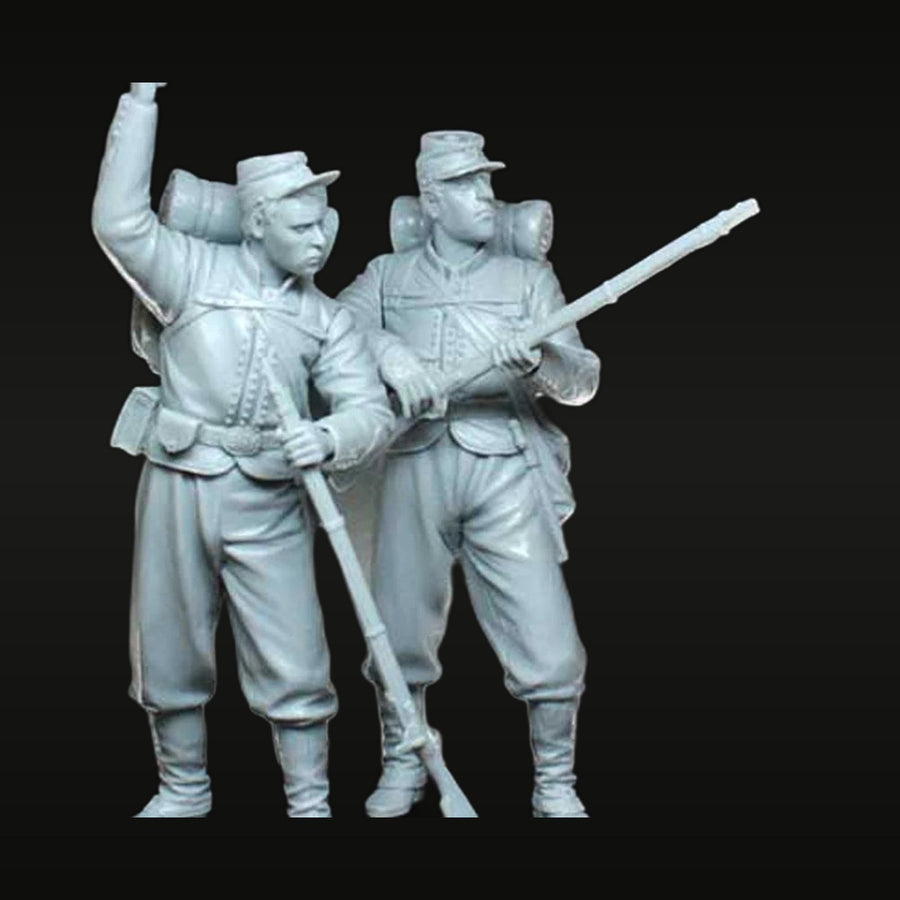 Napoleonic French Infantry Set of 2 Chasseurs 1/35 Resin Figure Kit - unpainted resin model kit