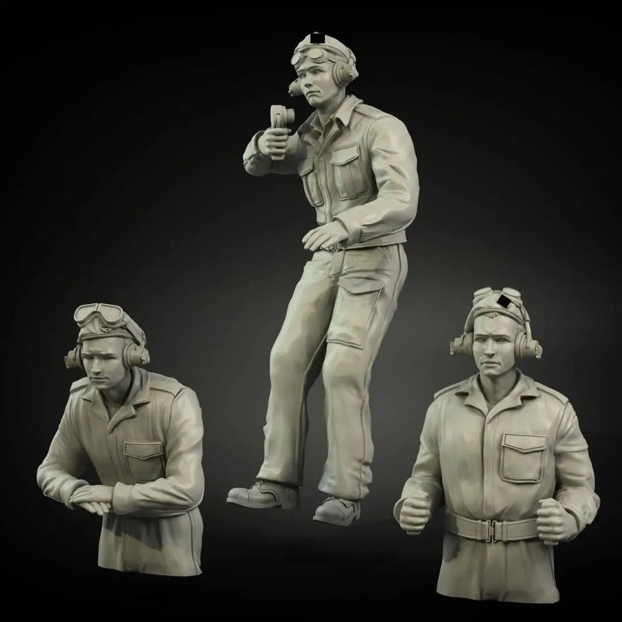 1/35 WWII German Luftwaffe Crew Set (Resin, 3 Figures) - resin model view 3