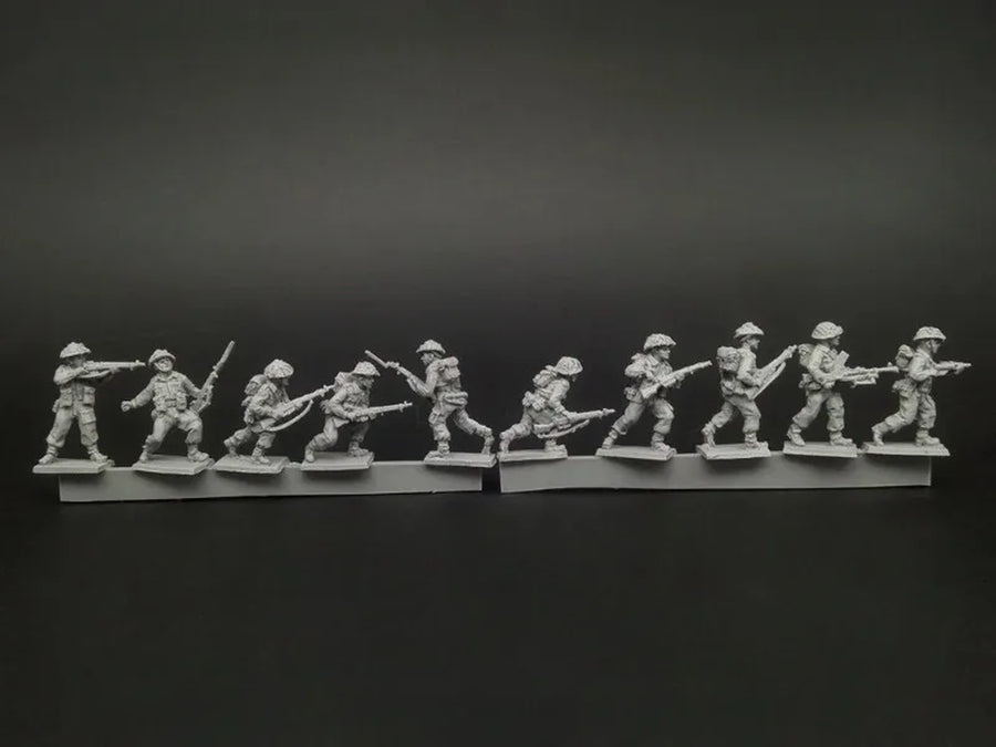 1/72 Scale Diecast Resin Figure Model Kit WWII British Infantry Section Advancing 10 Figures Unpainted