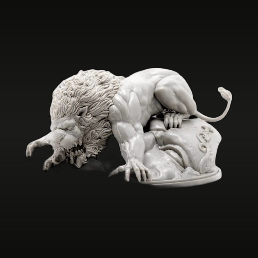 Crouching Lion 100mm Resin Figure Kit Unassembled - unpainted resin model kit