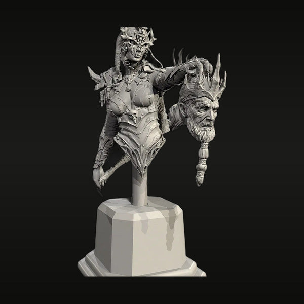 Fantasy Female Demonic Warrior Queen on Demonic Beast 75mm Resin Figure Kit