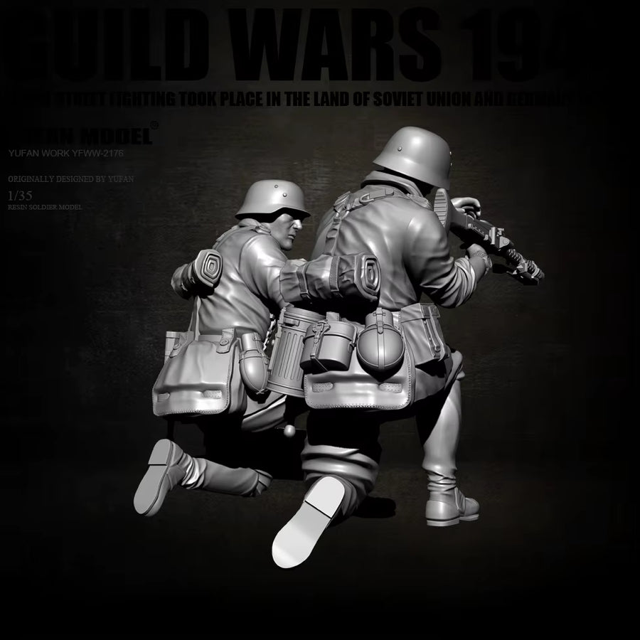 WWII German Infantry MG42 and MP40 Team 1/35 Resin Figure Kit - resin model view 3