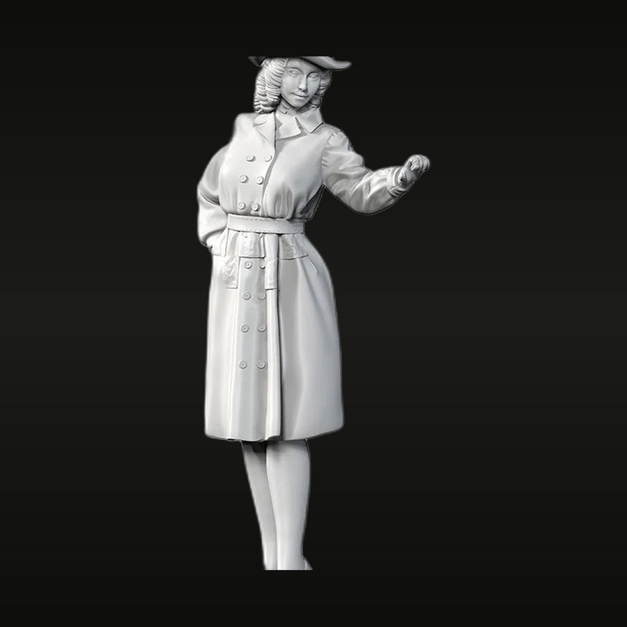 1940s-Style Female Detective with Hat 1/35 Resin Figure - unpainted resin model kit