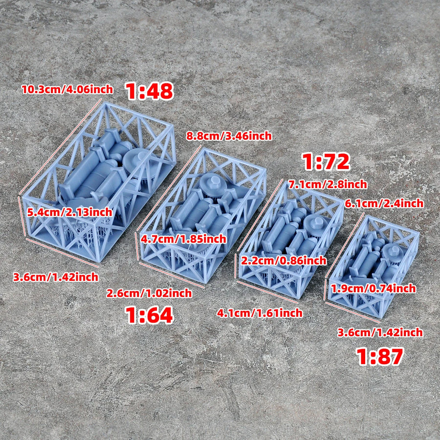 Wooden Cargo Crate with Barrels 1/87 Resin Diorama Accessory Kit - resin model view 3