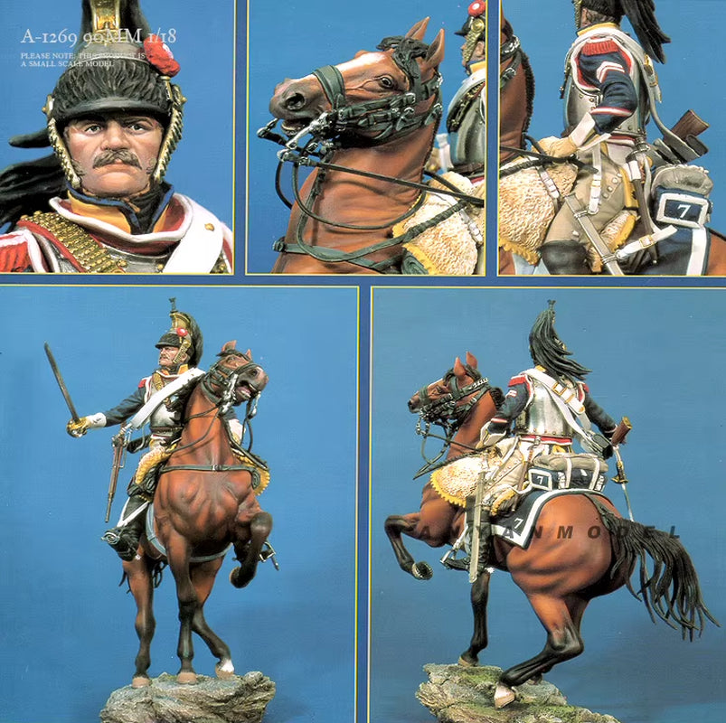 Napoleonic Hussar Officer on Horse 90mm Resin Figure Kit - resin model view 2