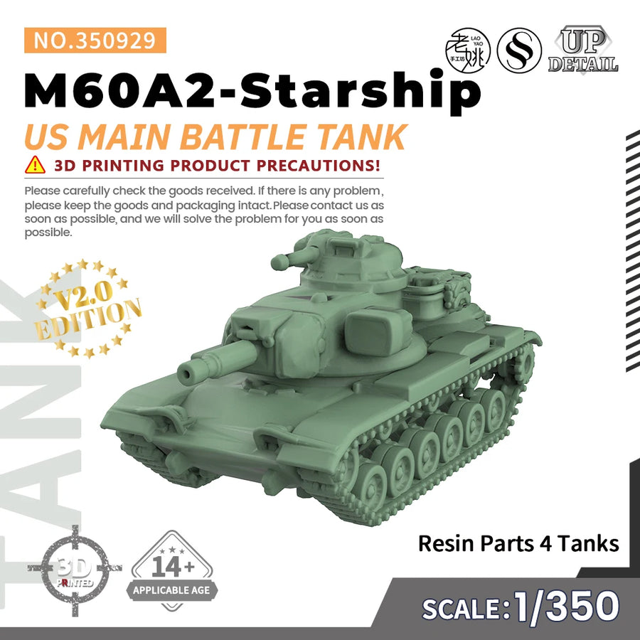 1/144 1/200 1/700  SS929 Military Model Kit US M60A2-Starship Main Battle Tank Miniature Static War Games