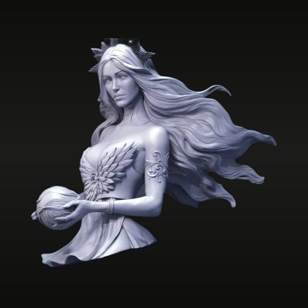 Fantasy Female Celestial Goddess with Moon Orb 1/10 Resin Bust Kit