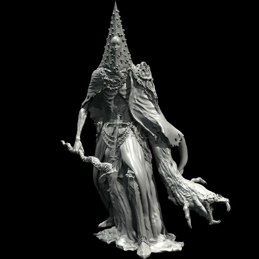 Fantasy Dark Sorceress Queen with Staff 38mm Resin Figure Kit - resin model view 3
