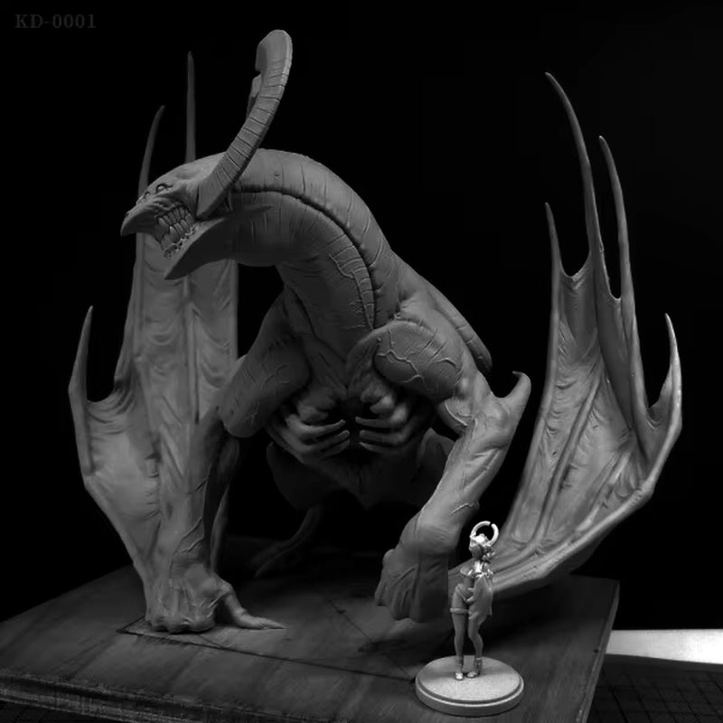Fantasy Demon Lord with Bat Wings Curved Horns 75mm Resin Bust Kit - resin model view 3
