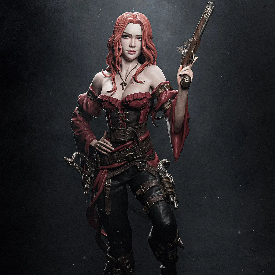 Fantasy Female Pirate Captain with Flintlock 38mm Resin Figure Kit - resin model view 2