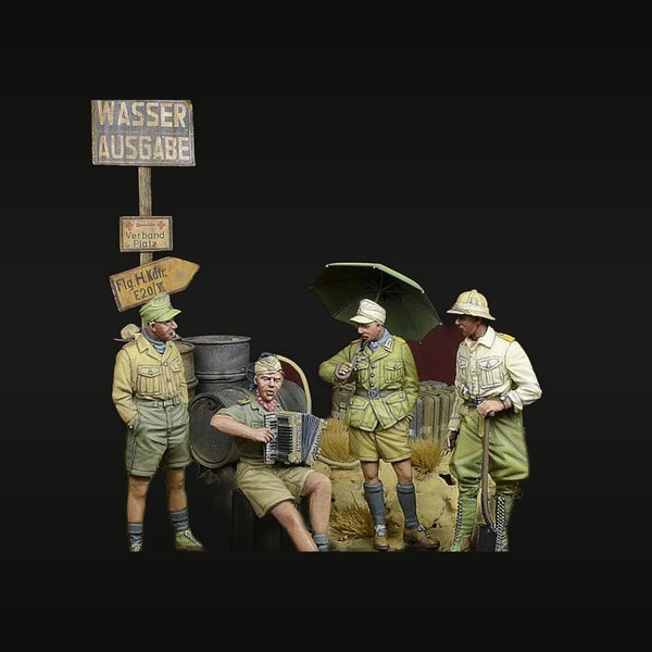 WWII German Afrika Korps Soldiers Resting Camp 1/35 Resin Diorama Set