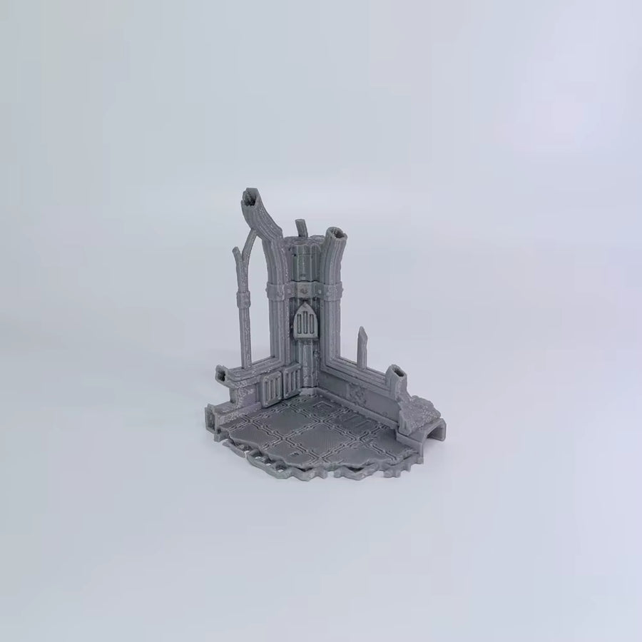 Gothic Ruins Tower Multi-Tier Diorama Resin Terrain Kit 28mm - resin model view 3