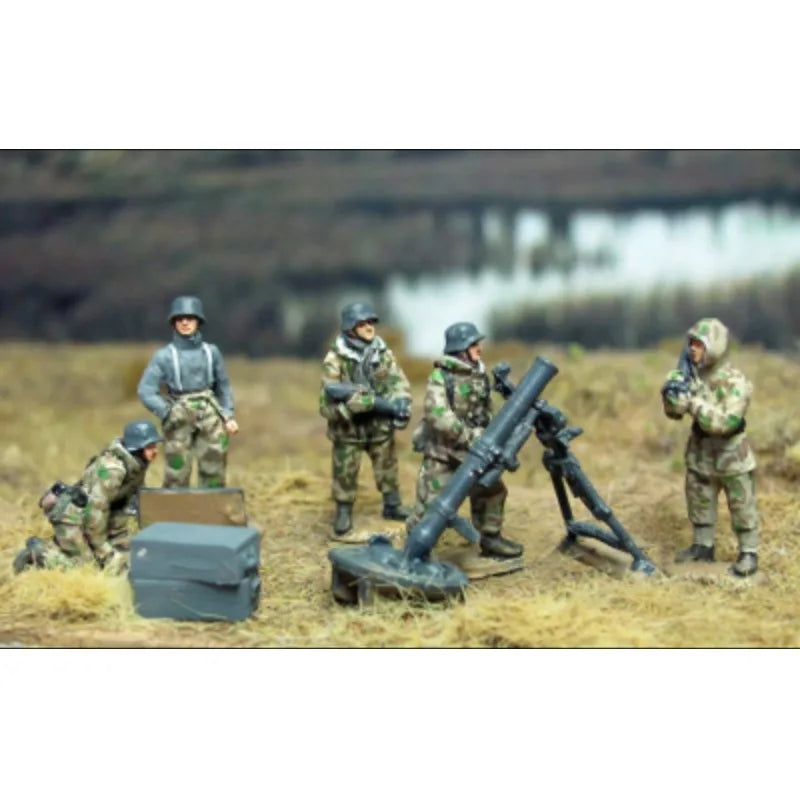 1/72 Scale Diecast Resin Figure Model Kit German 12Cm Gw42 Mortar and Crew 5 Figures Unpainted