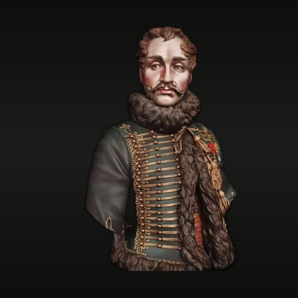 Napoleonic French Hussar Officer with Pelisse 200mm Resin Bust