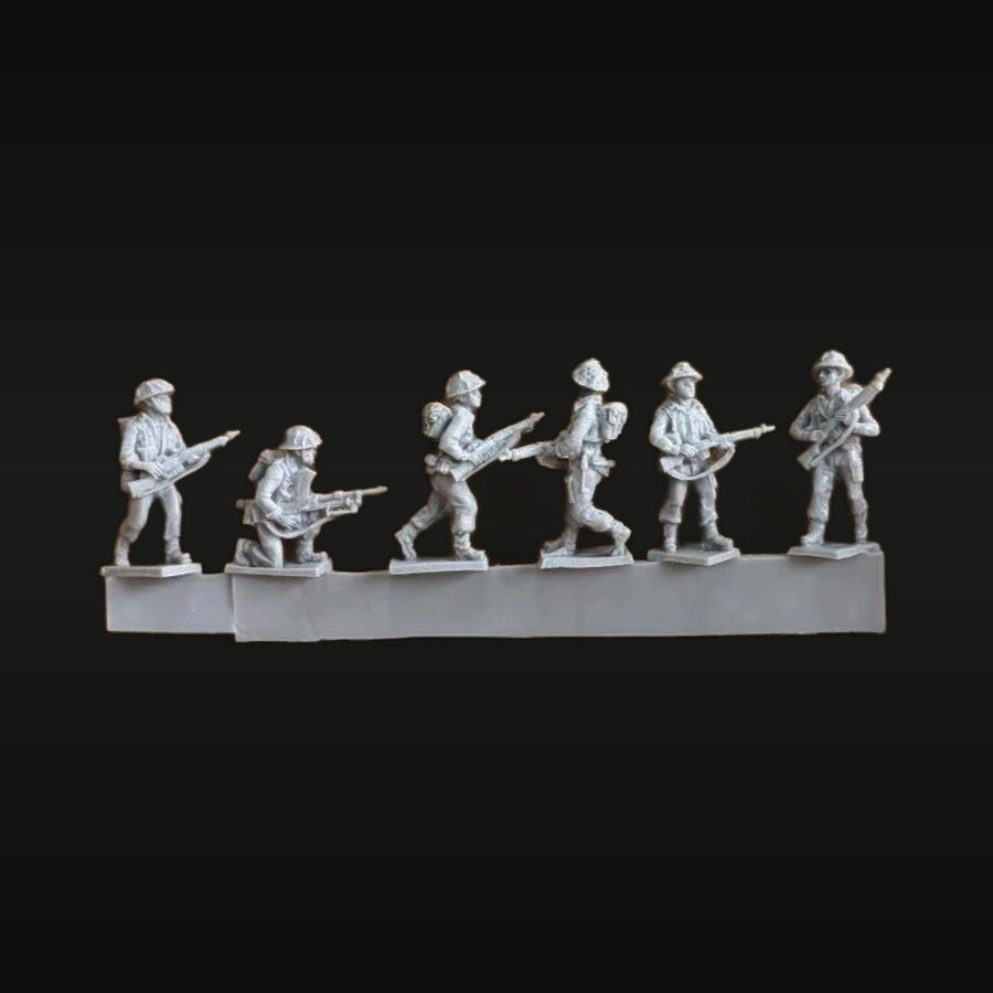 WWII British Infantry on Patrol 6-Figure Set 1/72 Scale Resin Figures - unpainted resin model kit