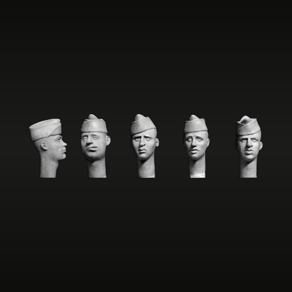 US Army Overseas Cap Soldier Heads 5-Pack 1/35 Resin Kit
