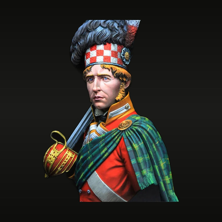 Napoleonic Gordon Highlander Officer 1815 1/10 Painted Bust - unpainted resin model kit