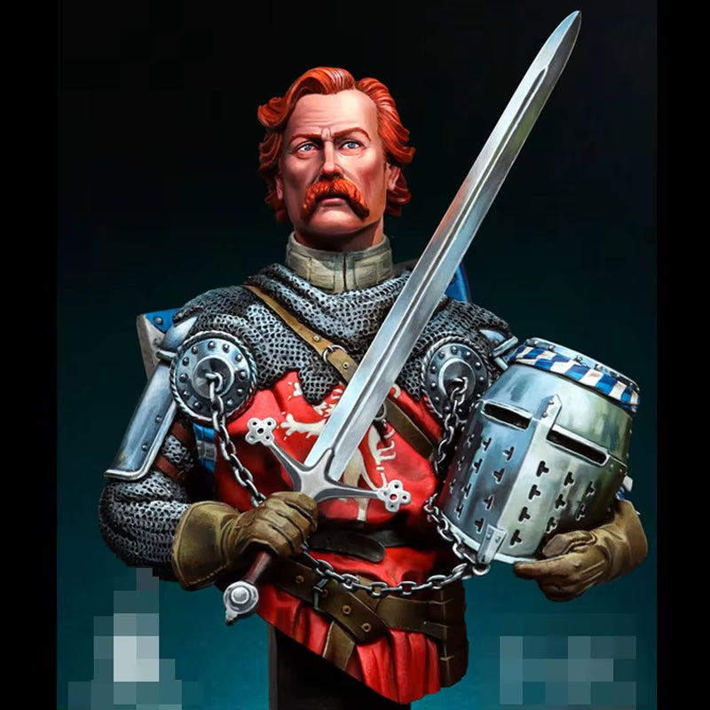 Medieval Scottish Warrior with Heraldic Lion Shield 1/12 Resin Bust Kit - resin model view 2