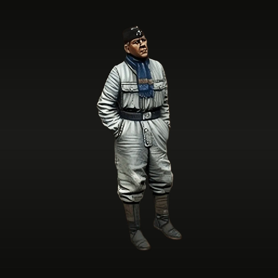 WWII German Panzer Crewman with Goggles and Blue Scarf 1/35 Resin Figure Kit - unpainted resin model kit