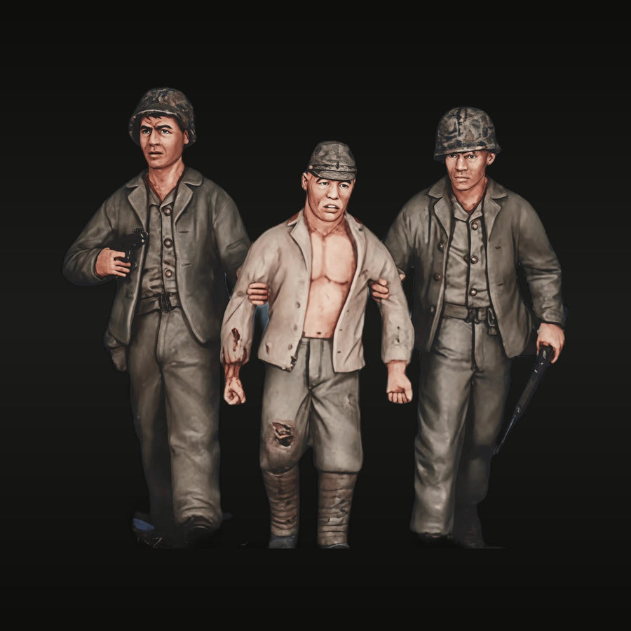 WWII German Guards with Captured Soldier 1/35 Resin Figure Kit Set - unpainted resin model kit