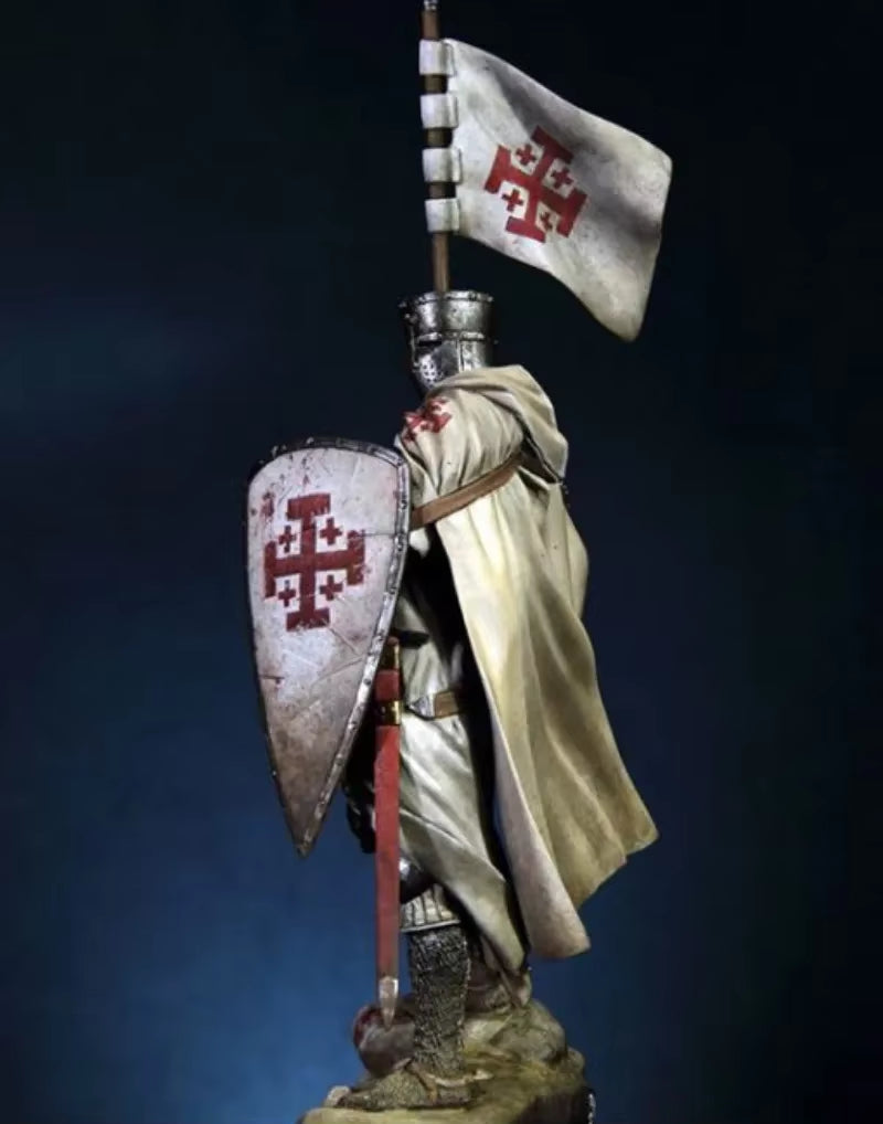 Crusader Knight with Templar Cross Shield 90mm Resin Figure - resin model view 2