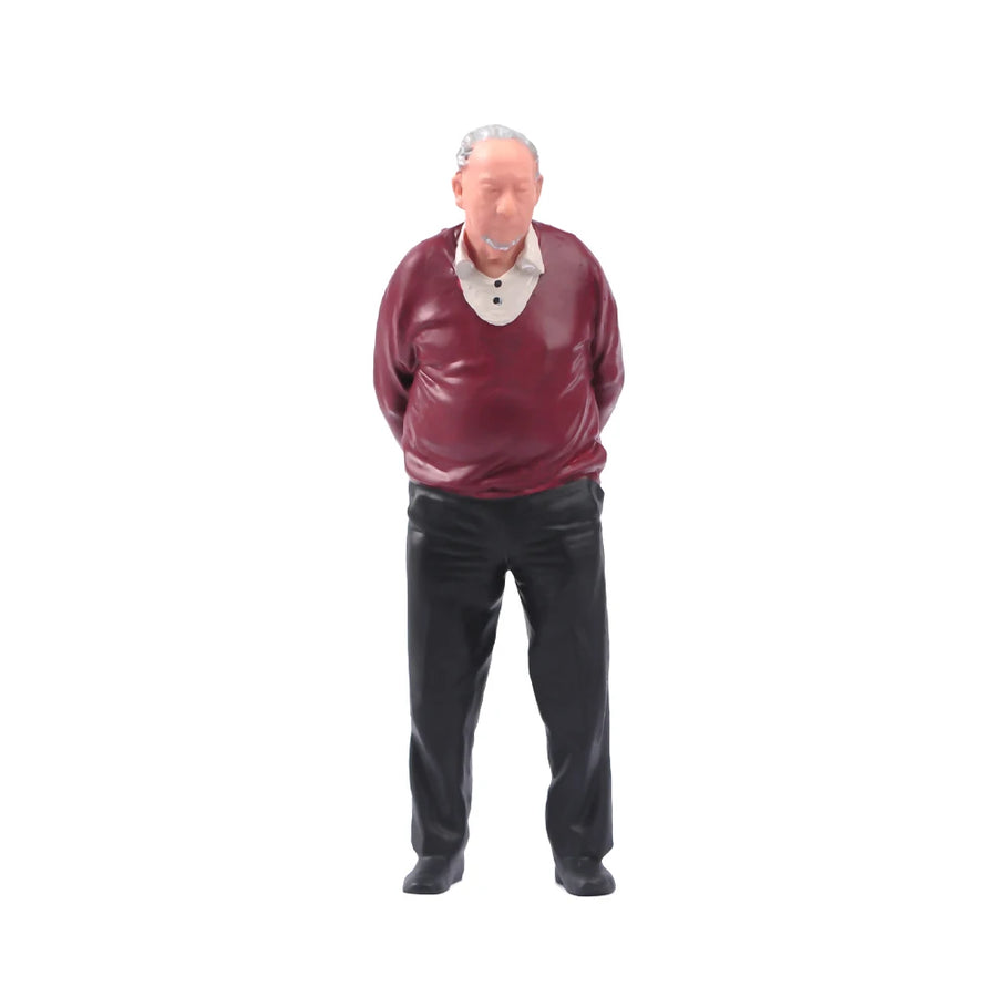 Painted Miniatures 1/64 1/43 1/87 Big Belly White Haired Old Man Male Scene Figure Dolls Unpainted Model for Cars Vehicles Toy