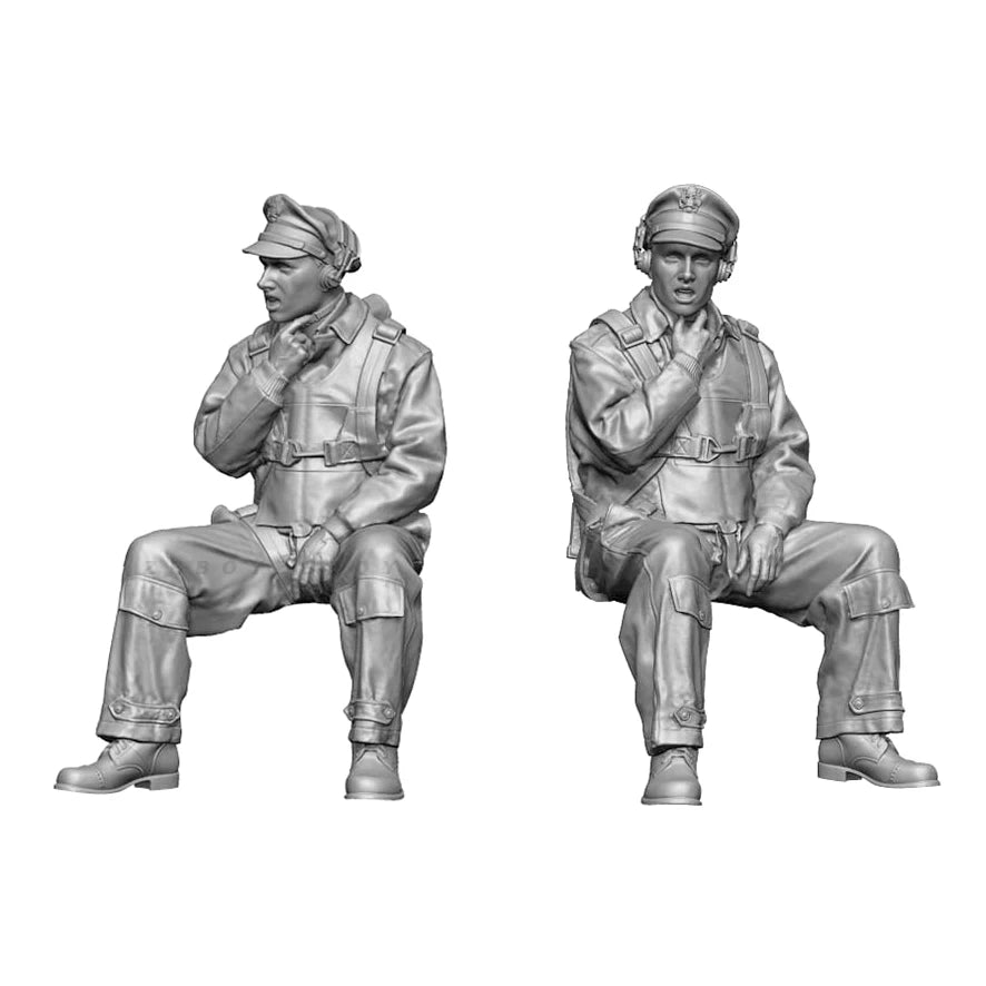 WWII Allied Aircraft Pilot Seated with Flight Gear 1/32 Resin Figure Set - resin model view 2