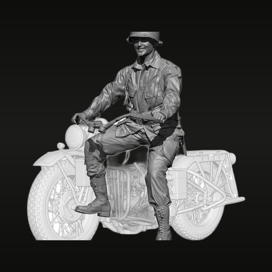 WWII US Army Motorcycle Soldier 1/35 Resin Figure Kit - unpainted resin model kit