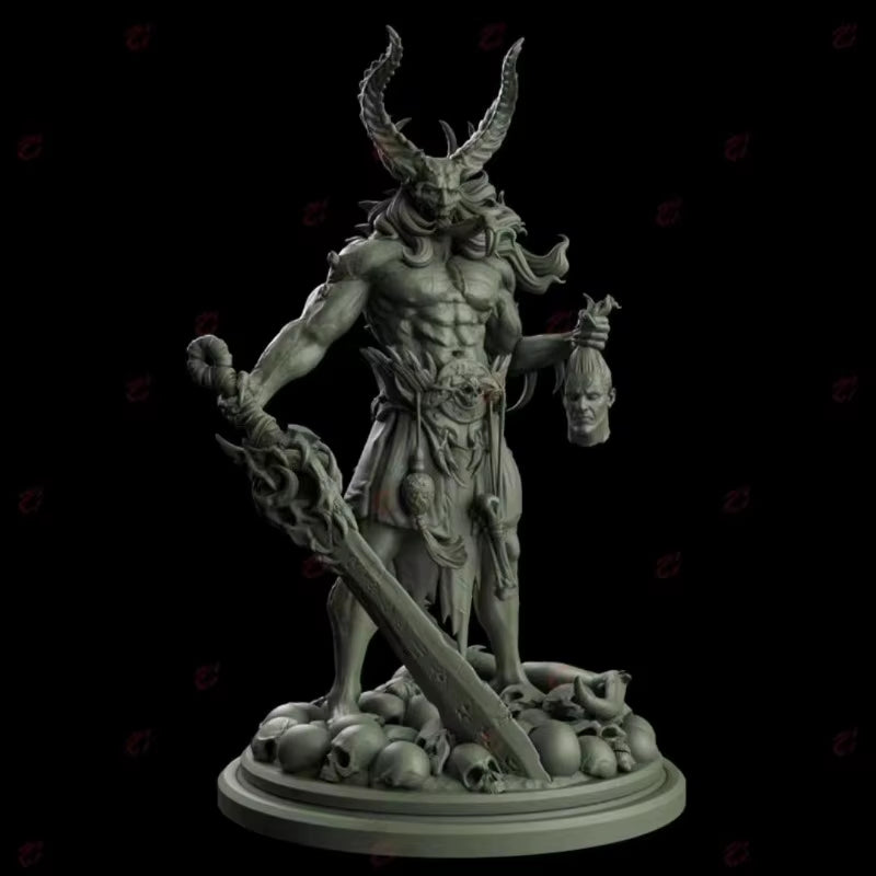 Demon Lord with Horns 1/24 Resin Figure Kit - resin model view 2