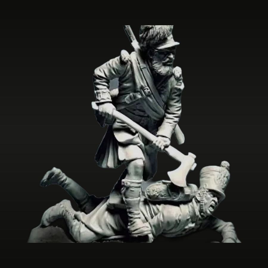 WWI German Soldier with Axe and Fallen Opponent 1/32 Resin Diorama Kit - unpainted resin model kit