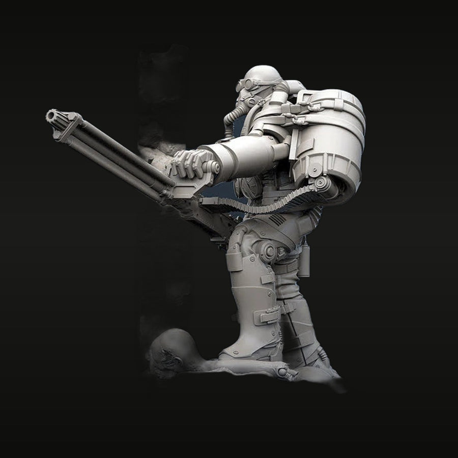 Sci-Fi Soldier with Jetpack and Assault Rifle 1/35 Resin Figure Kit - unpainted resin model kit