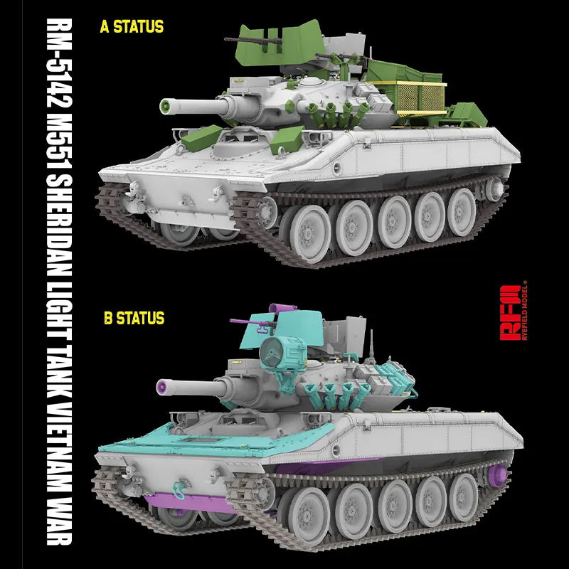 1/35 Ryefield Model Building Kits Rm-5142 M551 Light Tank Sheridan Vietnam War