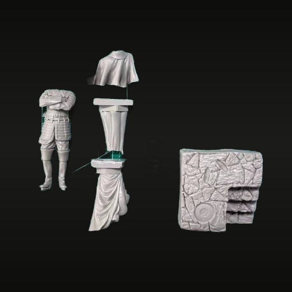 Renaissance/Early Modern Period Figure with Cape and Stone Base 75mm Resin Kit