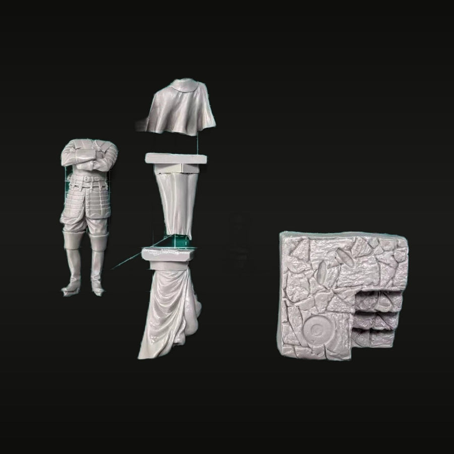Renaissance/Early Modern Period Figure with Cape and Stone Base 75mm Resin Kit - unpainted resin model kit