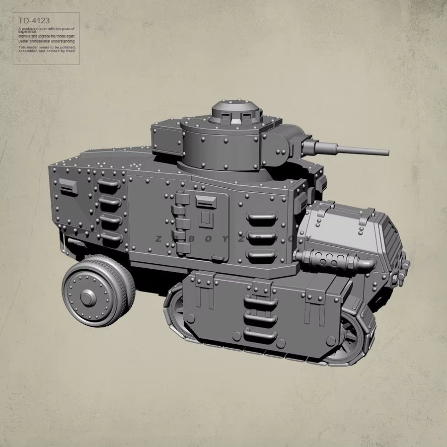 Sci-Fi Steampunk Medium Tank with Rotating Turret 1/144 Resin Vehicle Kit - resin model view 3