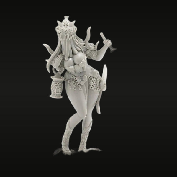 Fantasy Female Demon Sorceress with Horned Headdress 30mm Resin Figure Kit
