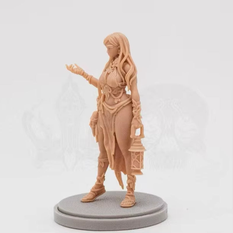 Fantasy Female Adventurer with Lantern Stylized 75mm Resin Figure Kit - resin model view 5