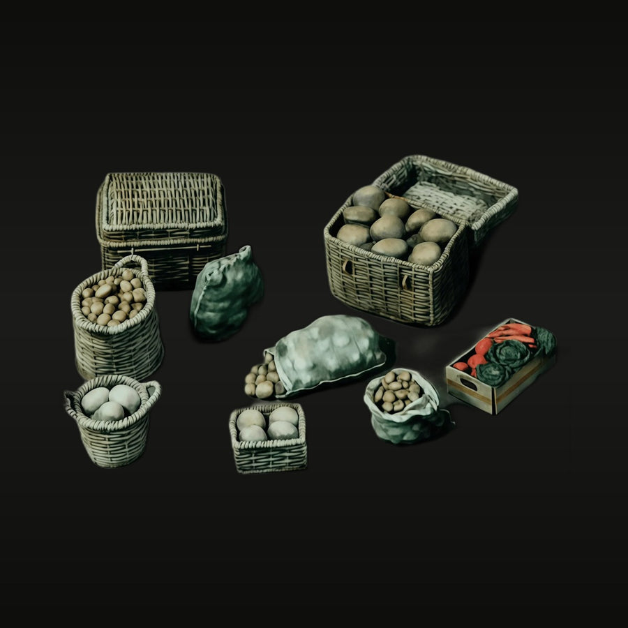 Medieval Market Food Supplies Diorama 1/35 Resin Kit - unpainted resin model kit