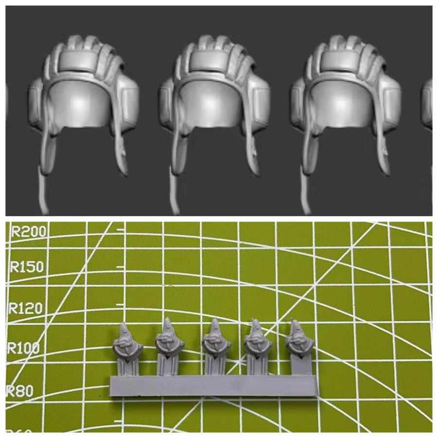 Medieval Knight Helmeted Heads Set of 5 1/35 Resin Bust Kit - resin model view 2