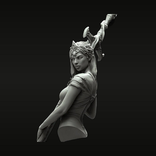 Fantasy Female Warrior with Axe 1/10 Scale Resin Bust Kit
