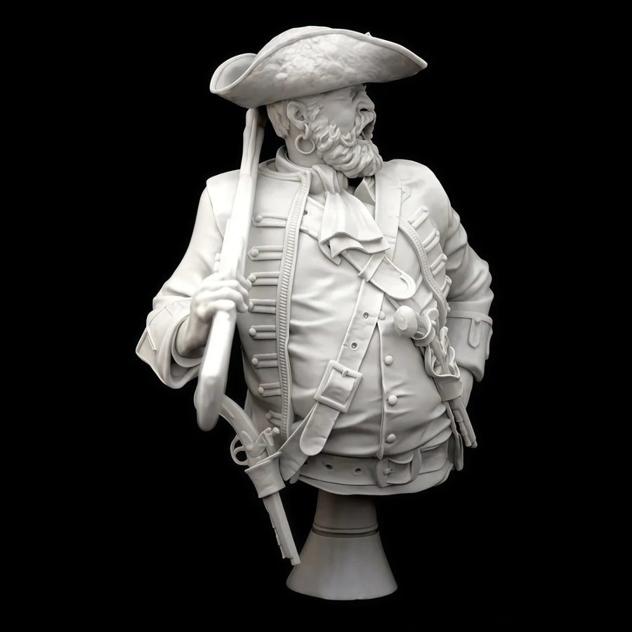 1/10 Scale Resin Unpainted Model Kit, Military Theme, Bust of Pirate Captain, Unassembled and Unpainted GK