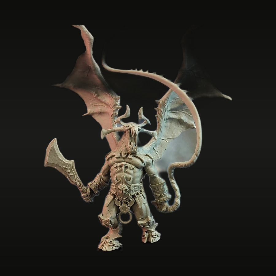 Fantasy Winged Demon Lord with Battle Axe 65mm Resin Figure Kit - unpainted resin model kit