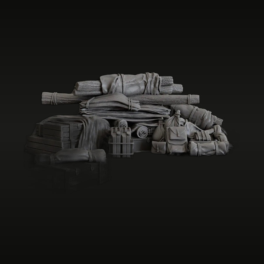 WWII Stowage Props Set 1/35 Resin Diorama Kit - unpainted resin model kit